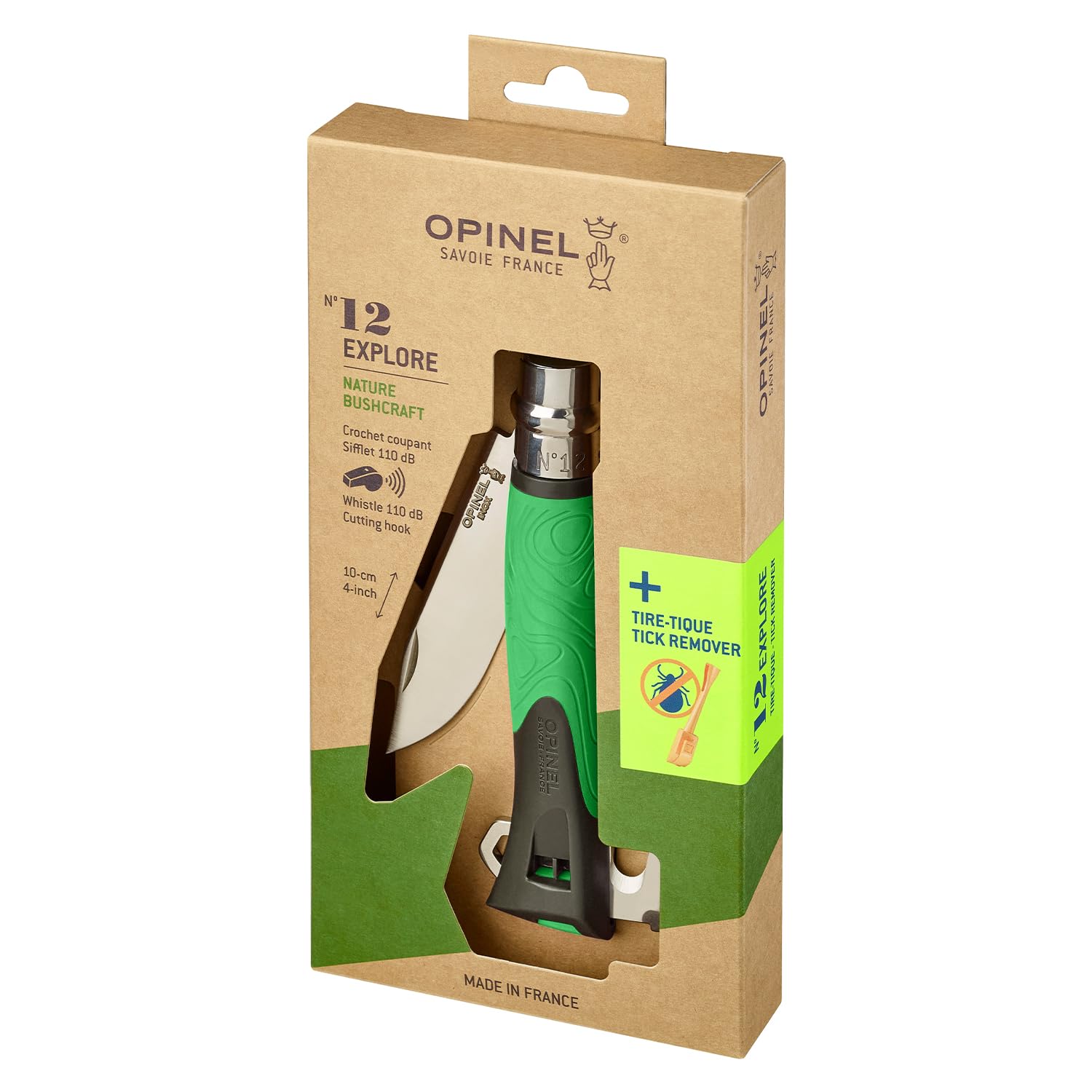 opinel-no-12-explore-outdoor-camping-folding-knife-with-tick-remover-green image 2