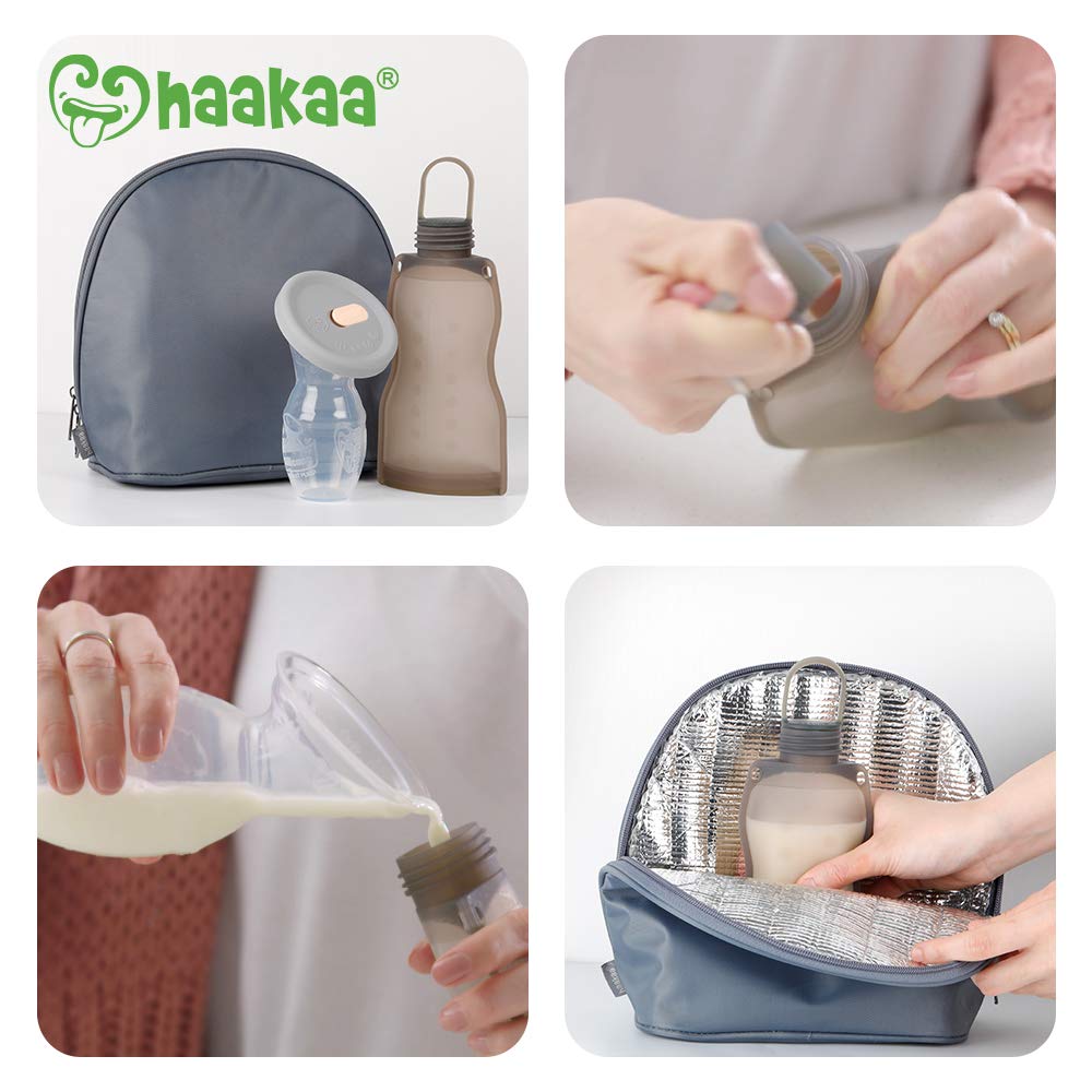 haakaa-manual-breast-pump-4oz-100ml-with-leakproof-lid-breastmilk-storage-bag-gr image 6