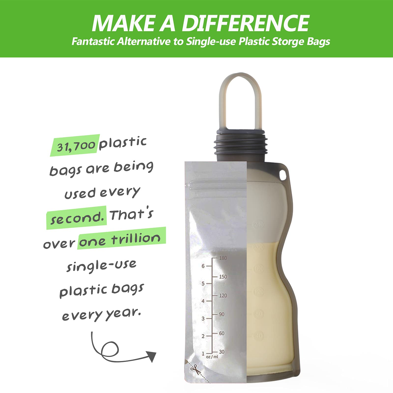 haakaa-silicone-breast-milk-storage-bags-9oz-260ml-reusable-leakproof-bpa-free-d image 2
