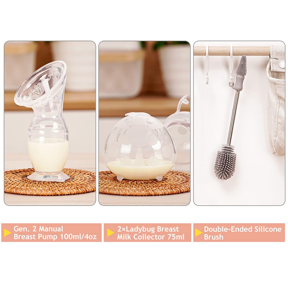 haakaa-manual-breast-pump-100ml-ladybug-milk-collector-75ml-silicone-cleaning-br image 2