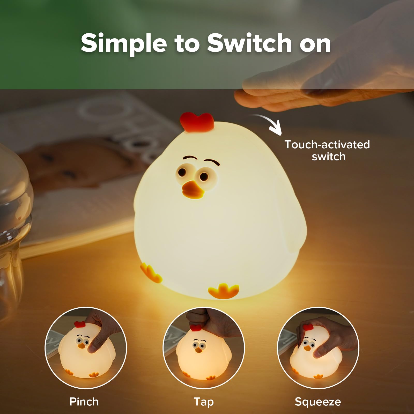 haakaa-baby-night-light-usb-rechargeable-squishy-chicken-silicone-lamp-with-time image 4