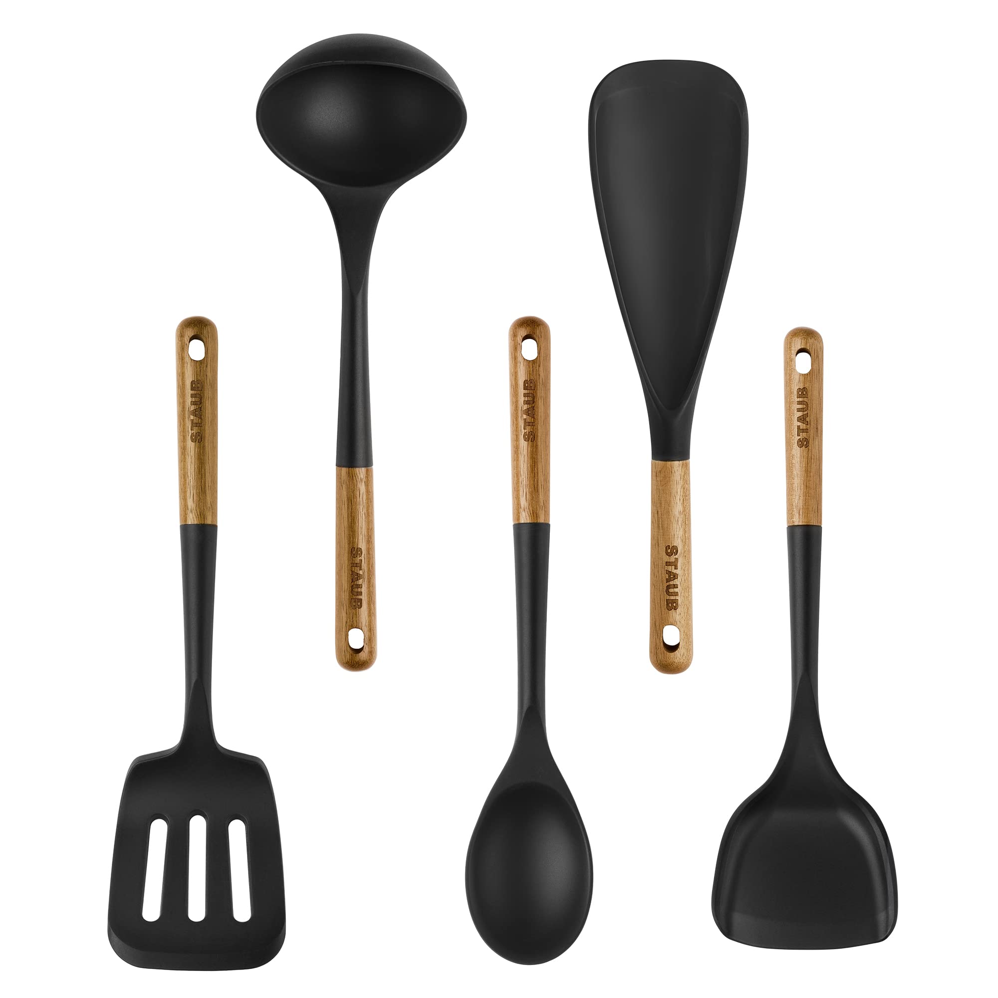 staub-silicone-with-wood-handle-3-piece-cooking-utensil-set-matte-black-bpa-free image 4