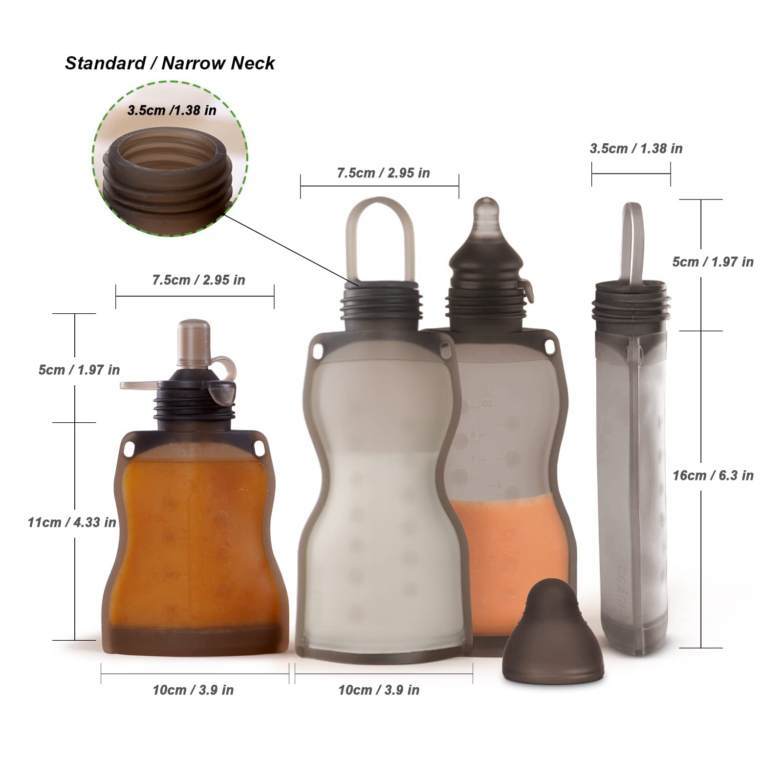 haakaa-silicone-breastmilk-storage-bag-reusable-baby-food-yummy-pouch-set-5ct-9o image 5