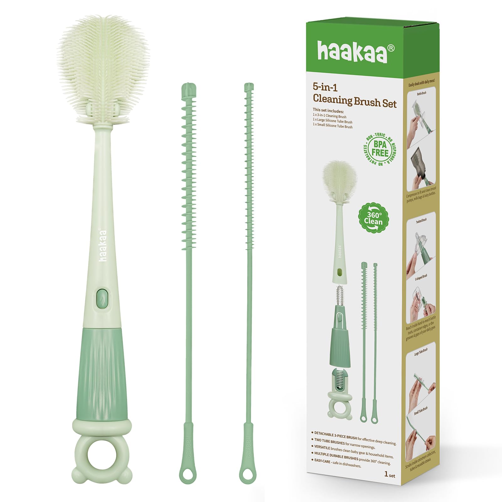 haakaa-5-in-1-cleaning-brush-set-baby-bottle-brush-with-nested-brushes-tpe-brist image 1