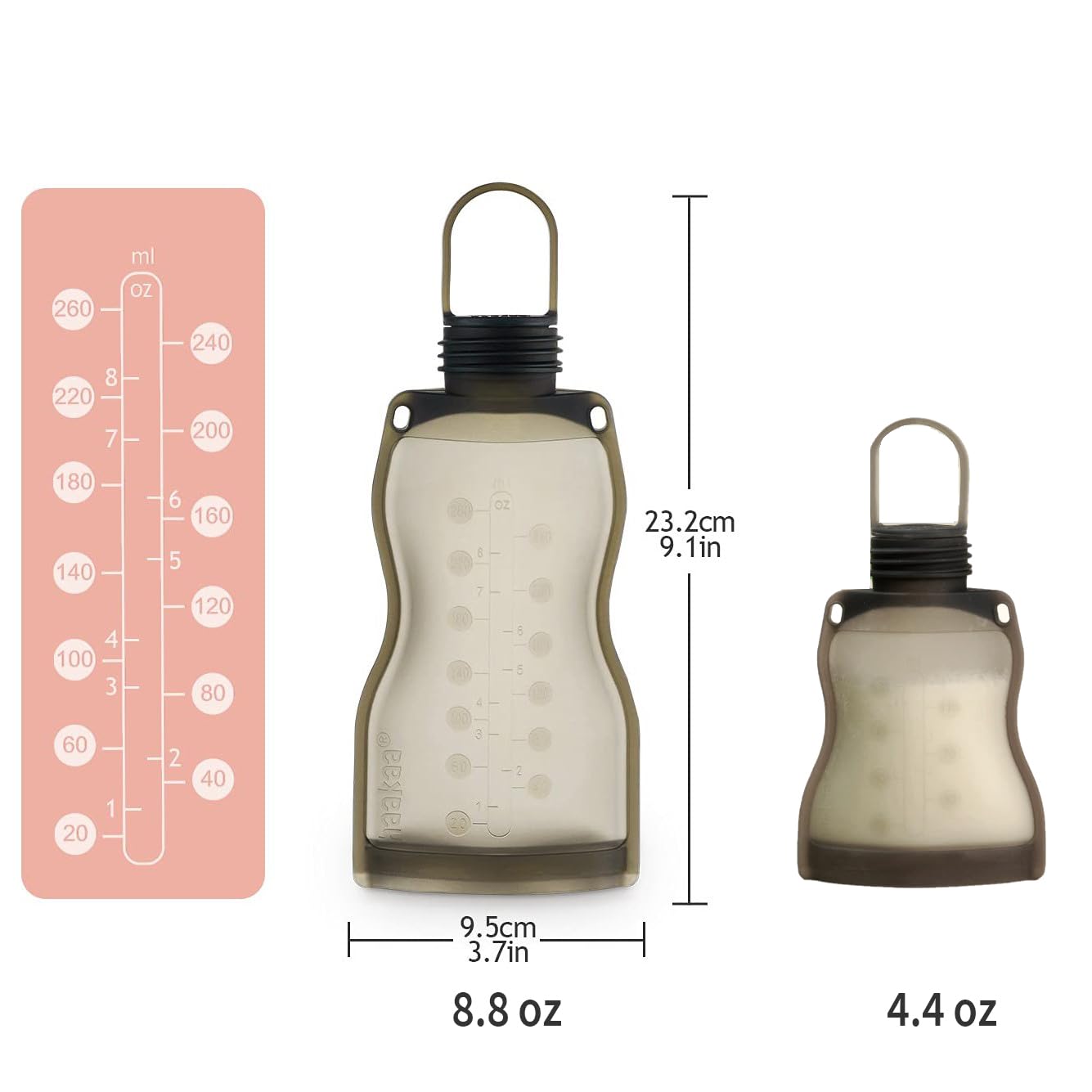 haakaa-reusable-silicone-breastmilk-storage-bag-set-9oz-4-5oz-10-pack-leak-proof image 3