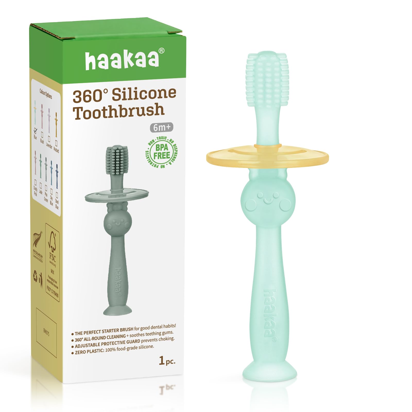 haakaa-360-baby-toothbrush-with-suction-base-gentle-training-brush-for-toddlers- image 1