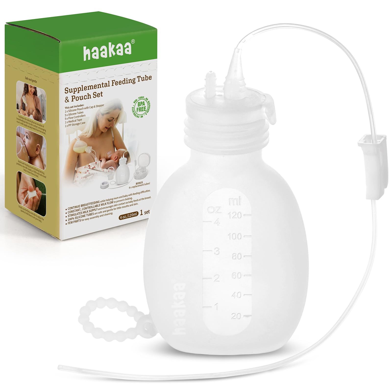 haakaa-supplemental-nursing-system-with-5-silicone-feeding-tubes-sns-breastfeedi image 1