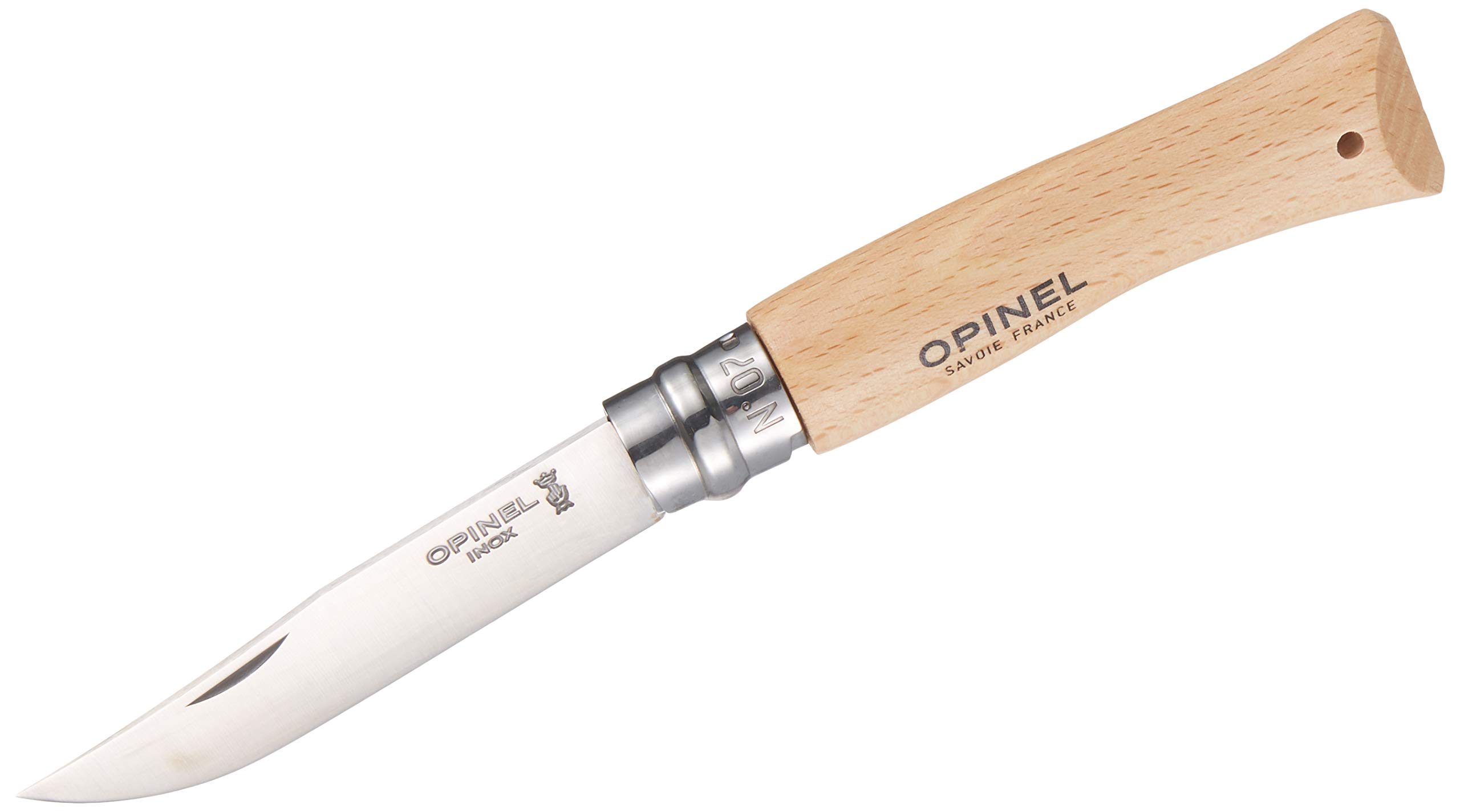 opinel-no-8-trekking-folding-knife-stainless-steel-blade-beechwood-handle-leathe image 4