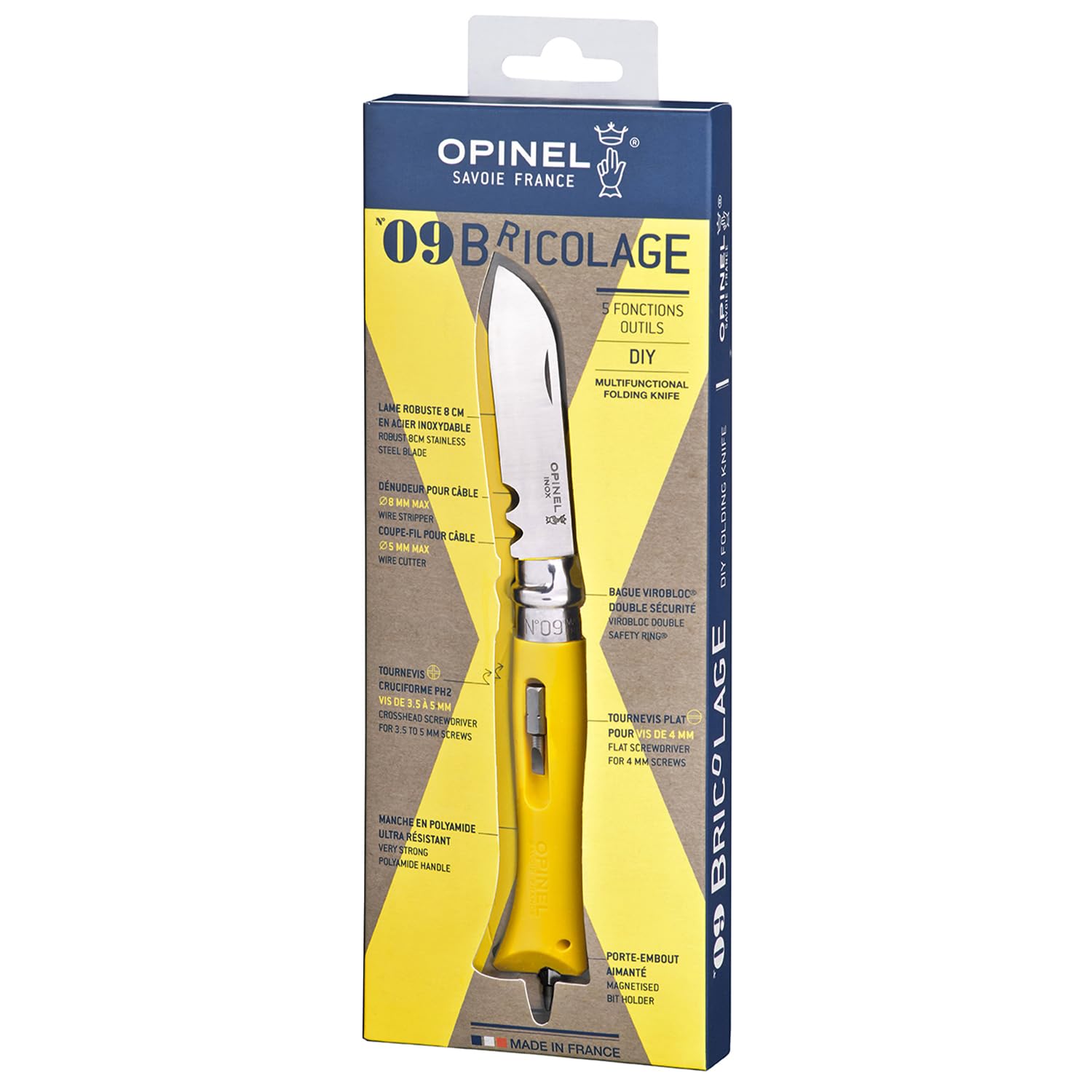 opinel-no-09-diy-stainless-steel-folding-knife-and-multi-tool-with-wire-stripper image 3