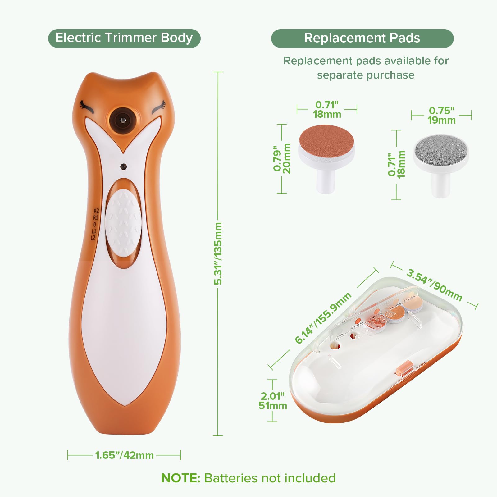haakaa-clever-fox-baby-nail-trimmer-electric-nail-file-with-6-replacement-heads- image 8
