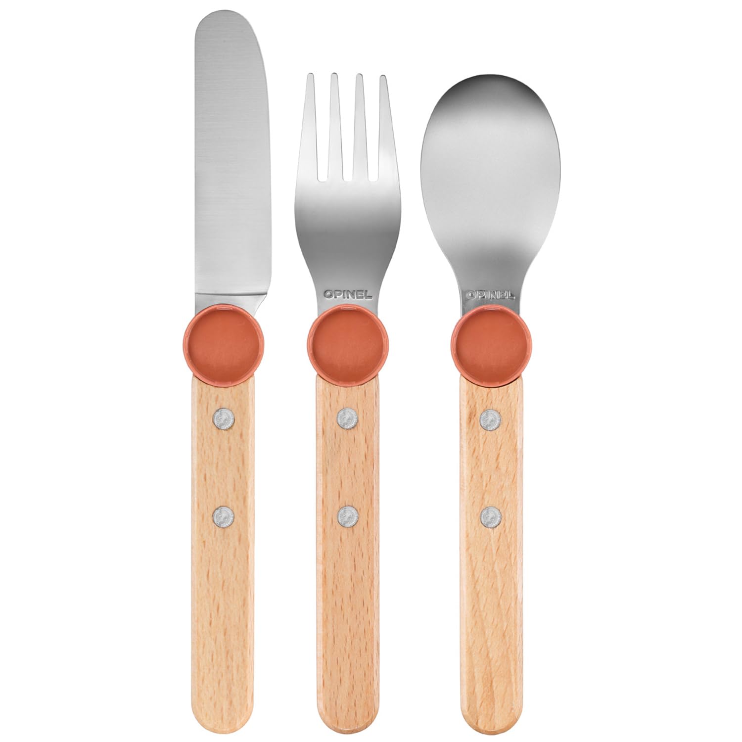 opinel-le-petit-gourmet-3-piece-children-s-cutlery-set-coral image 2