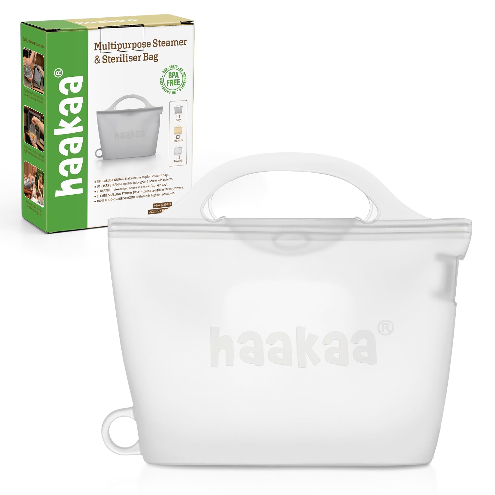 haakaa-silicone-microwave-steamer-steriliser-bag-40oz-1250ml-reusable-for-bottle image 1