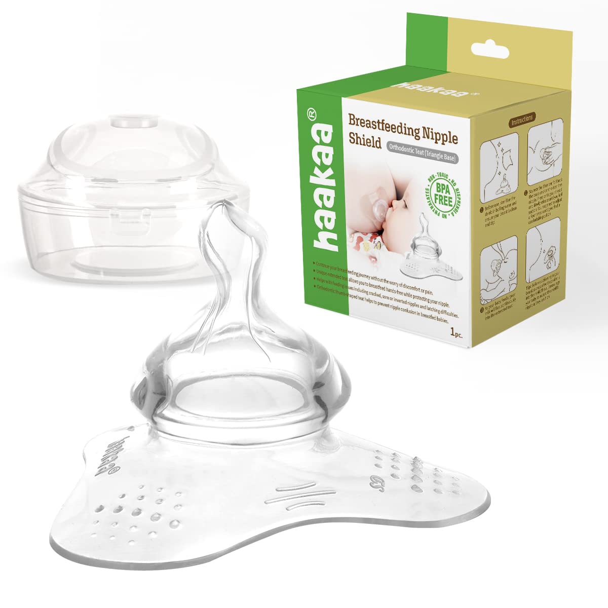 haakaa-nipple-shield-orthodontic-teat-for-breastfeeding-triangle-base-1pk image 1