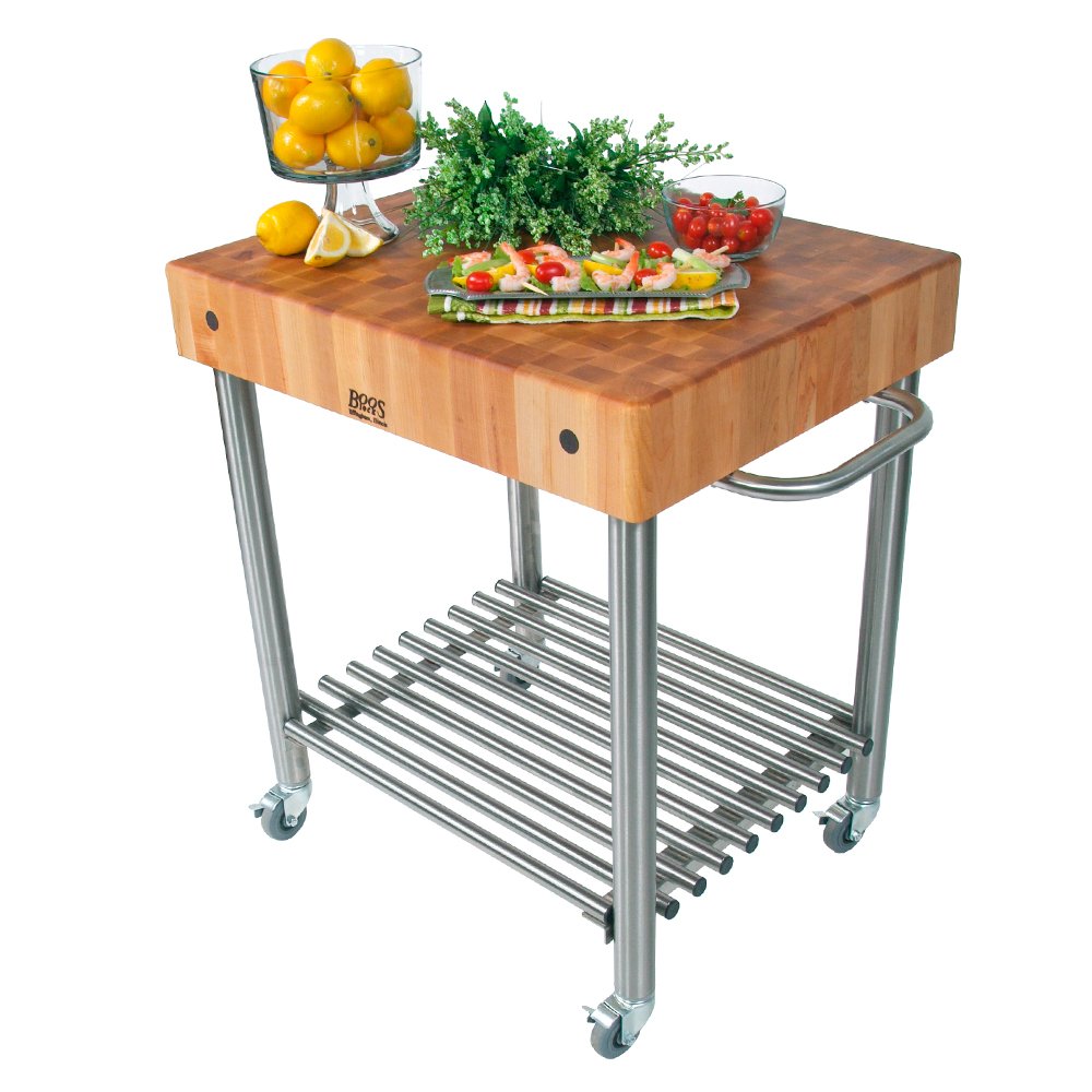 john-boos-30-x-24-maple-worktable-with-stainless-steel-cart image 1
