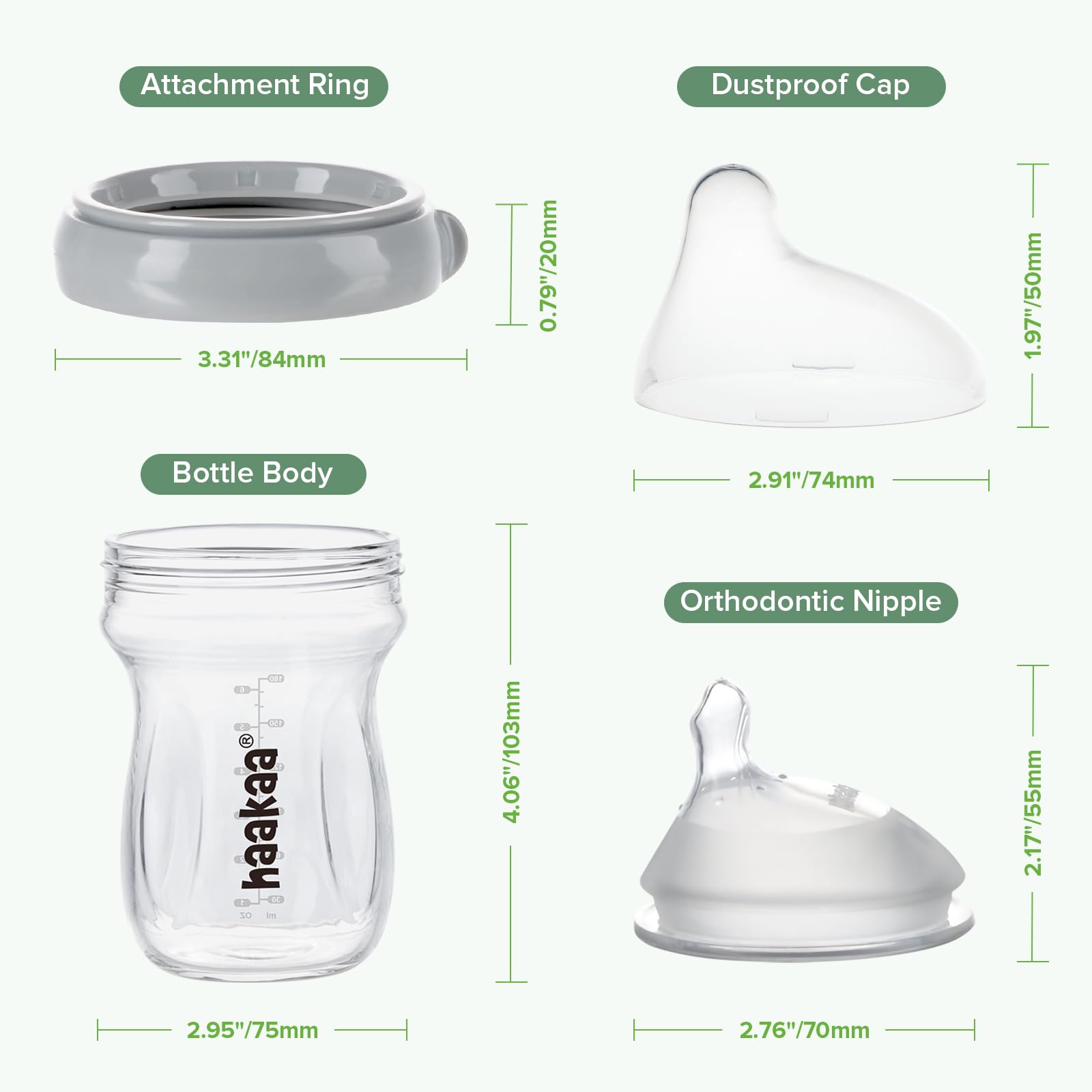 haakaa-gen-3-natural-glass-baby-bottle-6-3-oz-wide-neck-anti-colic-bpa-free-6m image 8