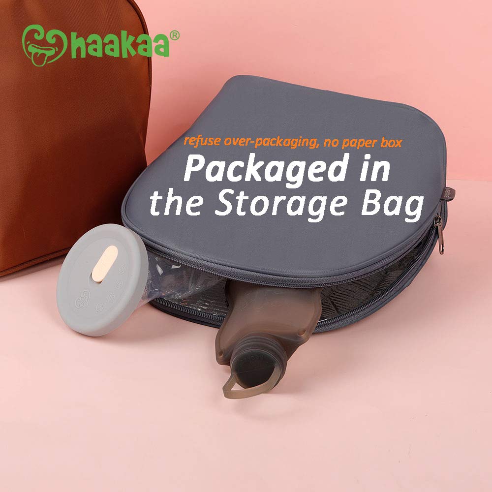 haakaa-manual-breast-pump-4oz-100ml-with-leakproof-lid-breastmilk-storage-bag-gr image 3