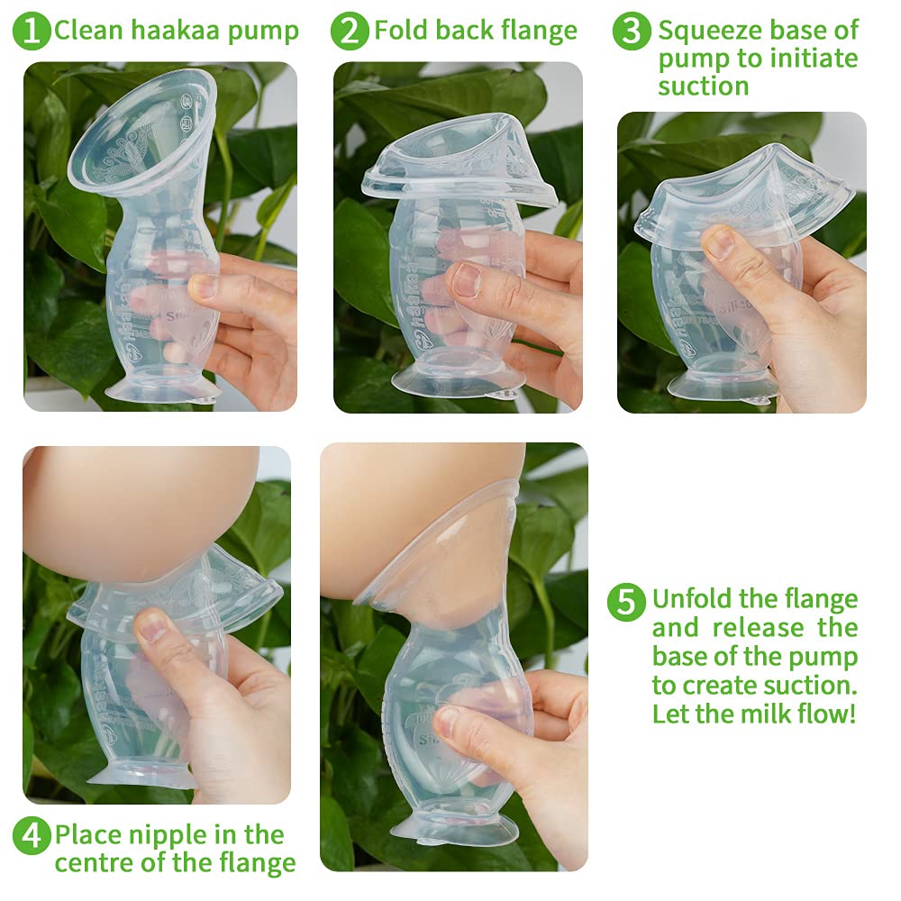 haakaa-100ml-manual-breast-pump-with-white-stopper-75ml-ladybug-breast-milk-coll image 4
