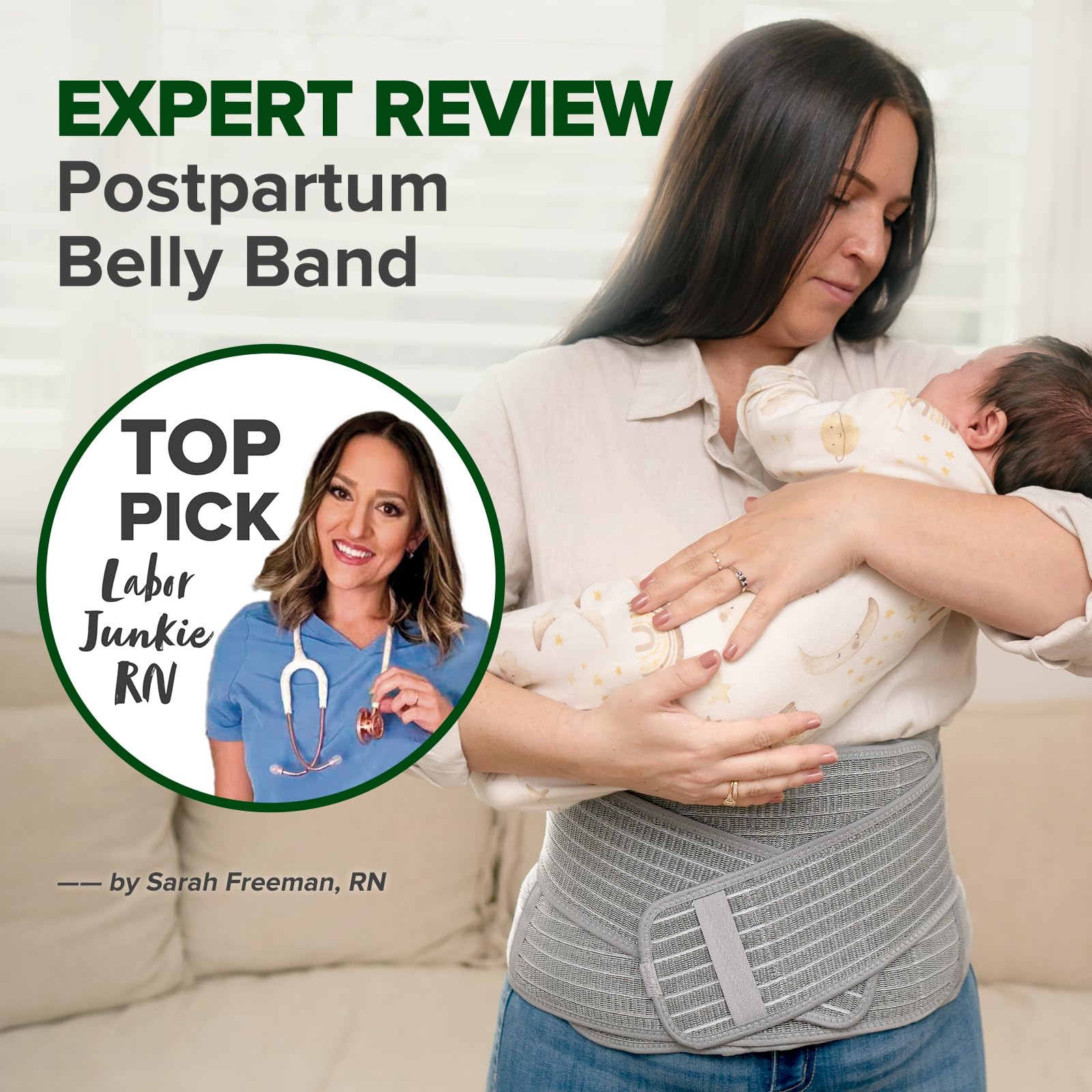 haakaa-postpartum-belly-band-elastic-adjustable-bamboo-charcoal-fiber-for-natura image 4