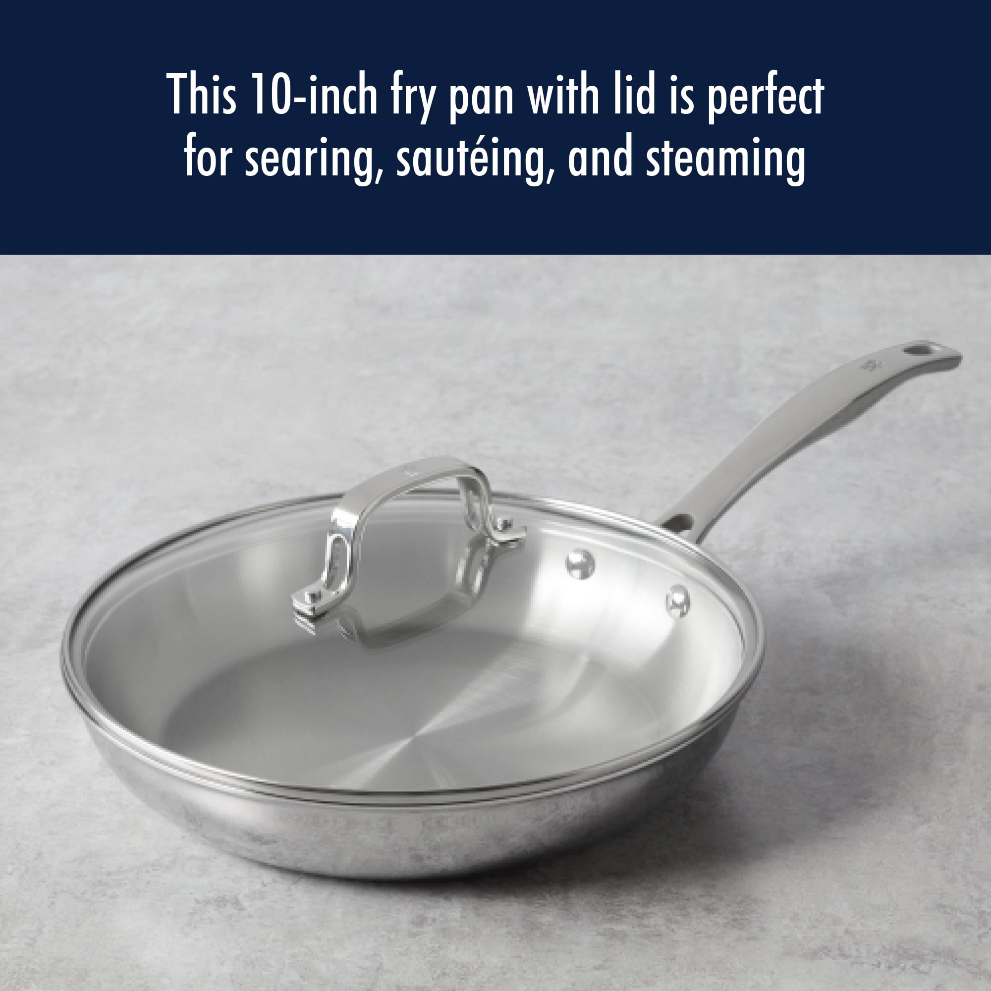 henckels-clad-h3-10-inch-induction-frying-pan-with-lid-stainless-steel-even-heat image 2
