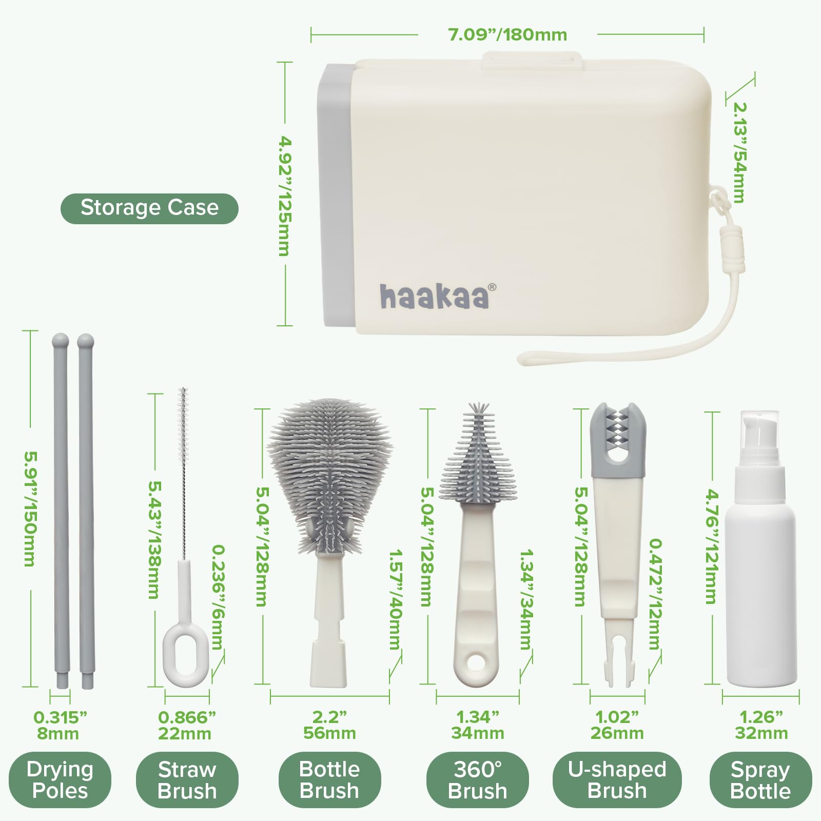 haakaa-travel-bottle-brush-set-7-in-1-complete-cleaning-kit-with-drying-rack image 8