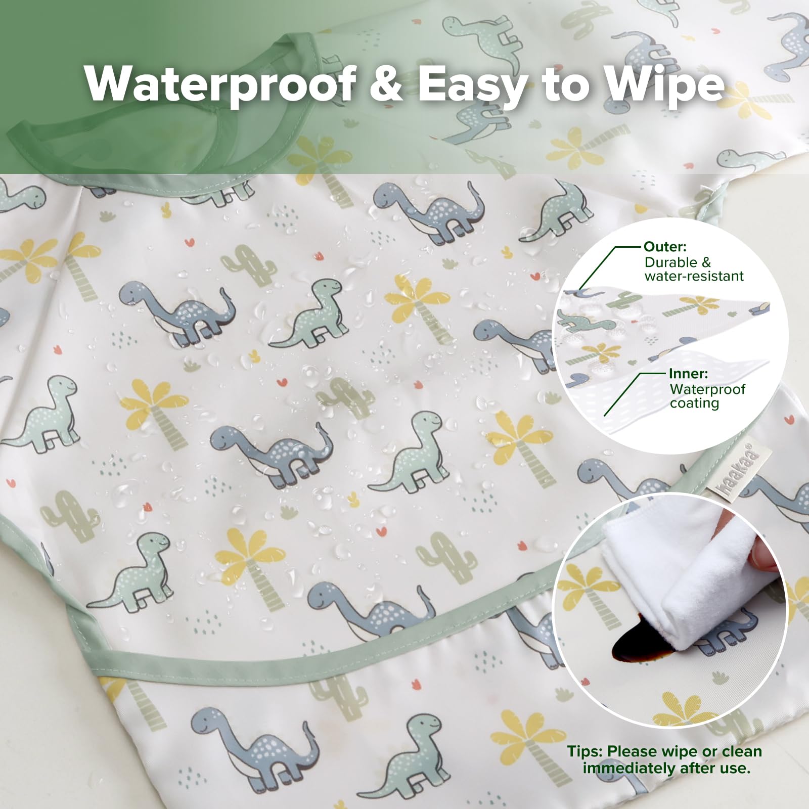 haakaa-long-sleeve-baby-bib-waterproof-adjustable-smock-bib-for-eating-painting- image 4