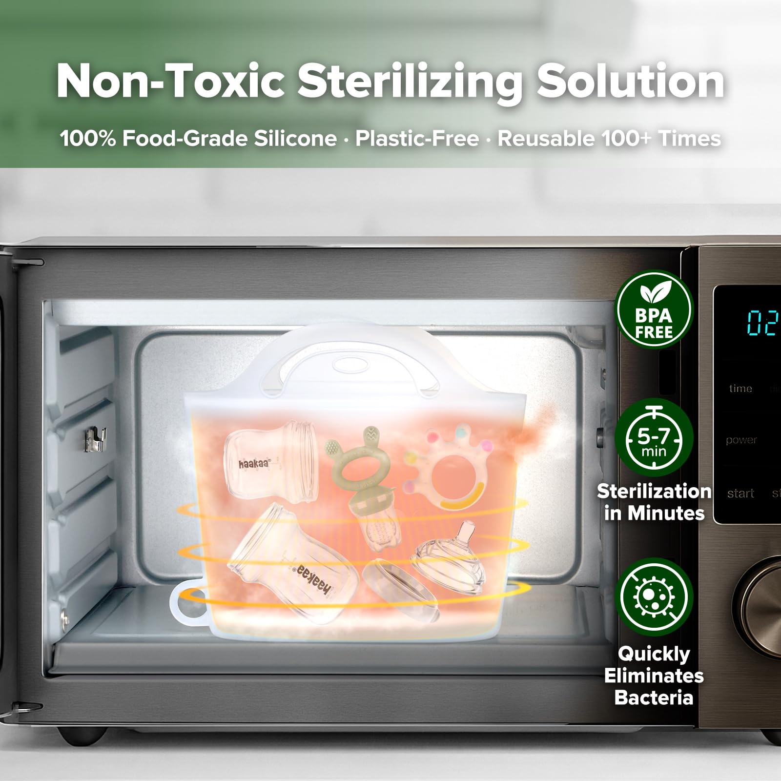 haakaa-silicone-microwave-steamer-steriliser-bag-40oz-1250ml-reusable-for-bottle image 2