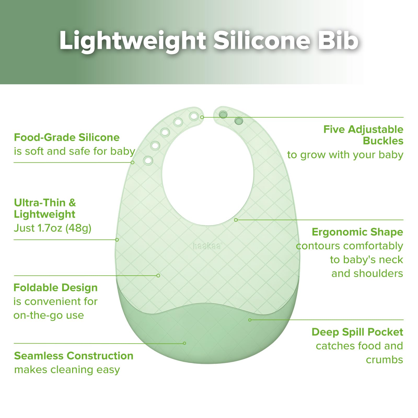 haakaa-lightweight-silicone-pocket-bib-ultra-light-foldable-with-deep-food-catch image 4