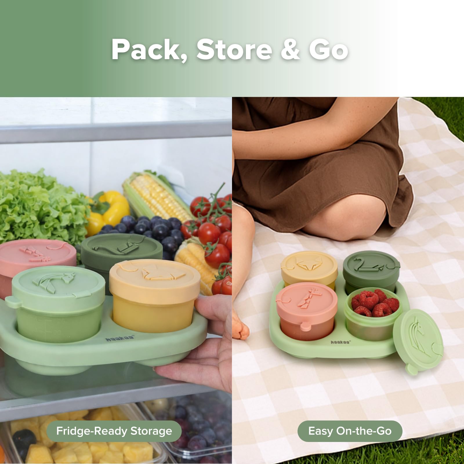 haakaa-silicone-baby-food-containers-4oz-120ml-4-pack-with-leakproof-animal-lids image 3