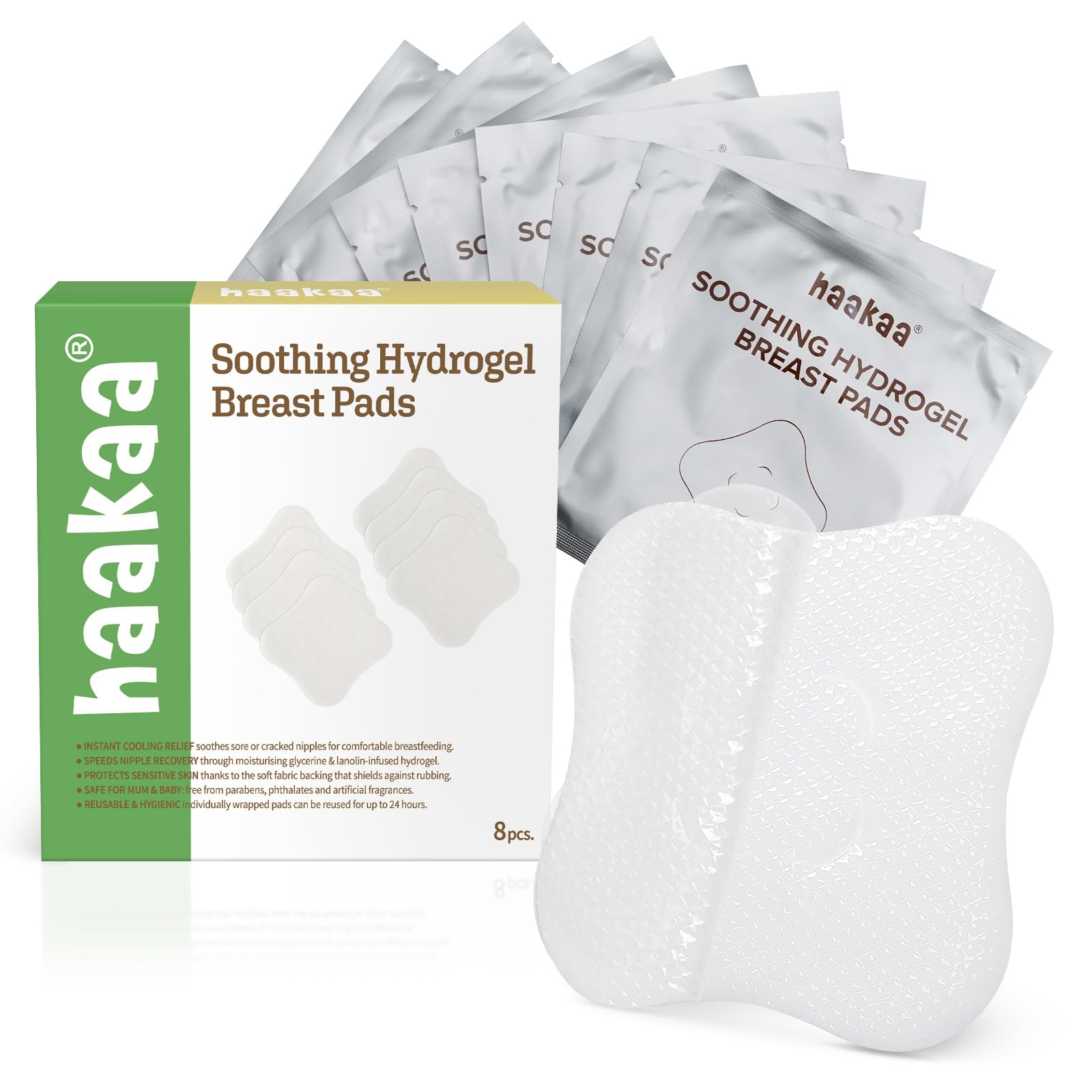 haakaa-hydrogel-pads-with-lanolin-for-breastfeeding-8-count image 1