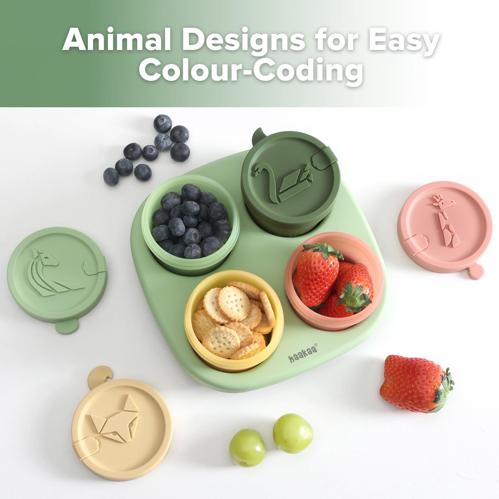 haakaa-silicone-baby-food-containers-4oz-120ml-4-pack-with-leakproof-animal-lids image 7