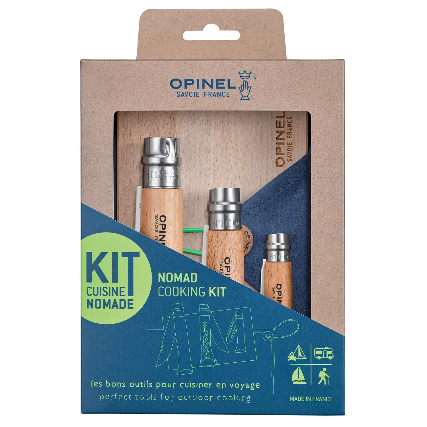 opinel-nomad-camping-kitchen-utensil-kit-with-folding-knives-cutting-board image 1
