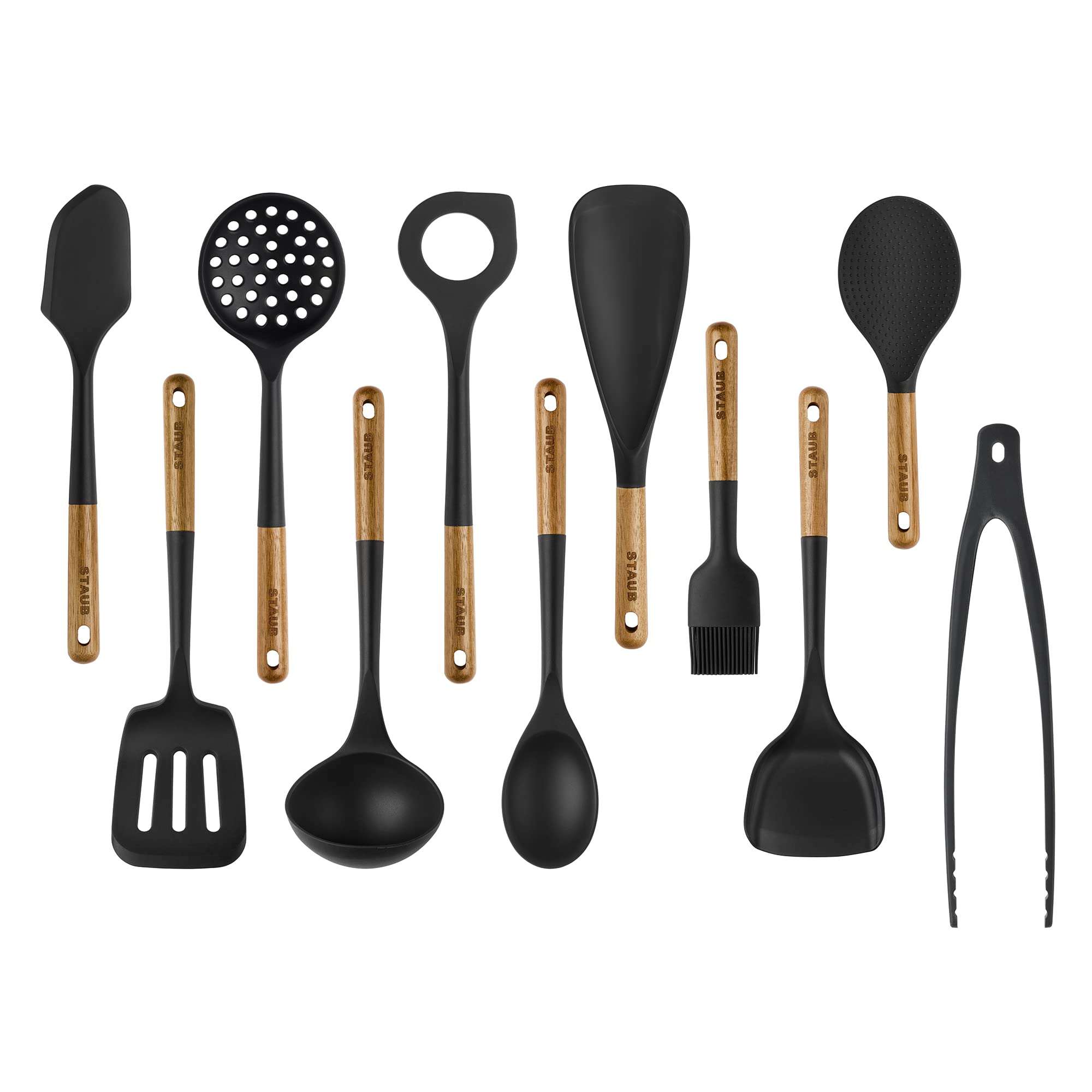 staub-silicone-with-wood-handle-3-piece-cooking-utensil-set-matte-black-bpa-free image 5