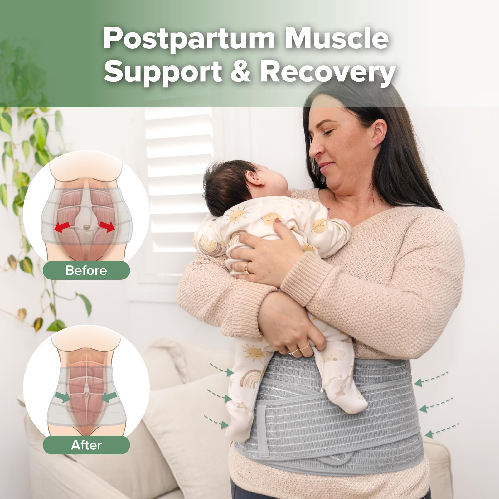haakaa-pregnancy-belly-band-postpartum-belly-band-2-in-1-support-wrap-natural-la image 4
