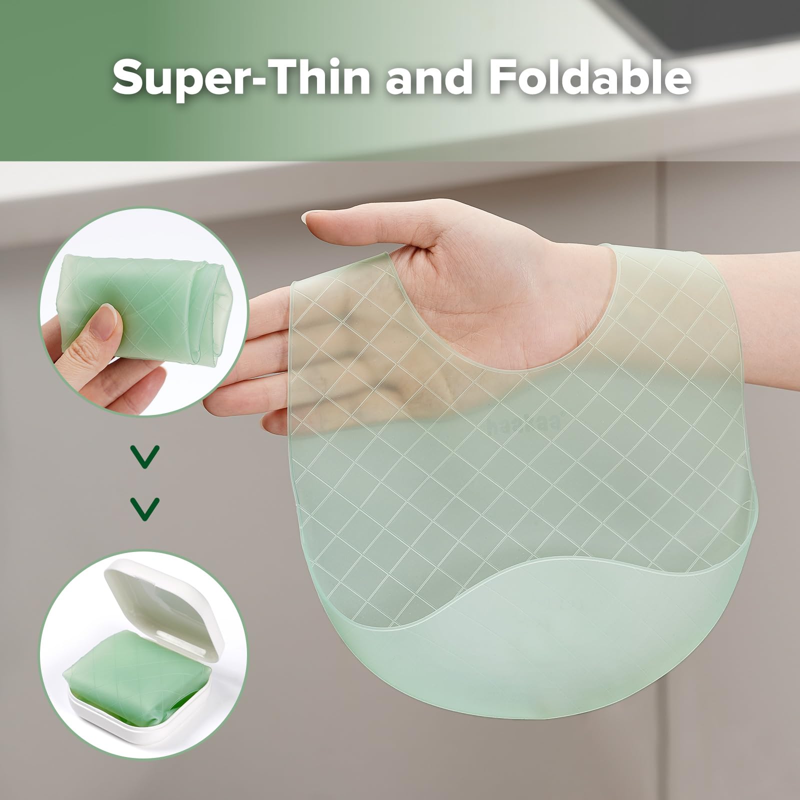 haakaa-lightweight-silicone-pocket-bib-ultra-light-foldable-with-deep-food-catch image 3