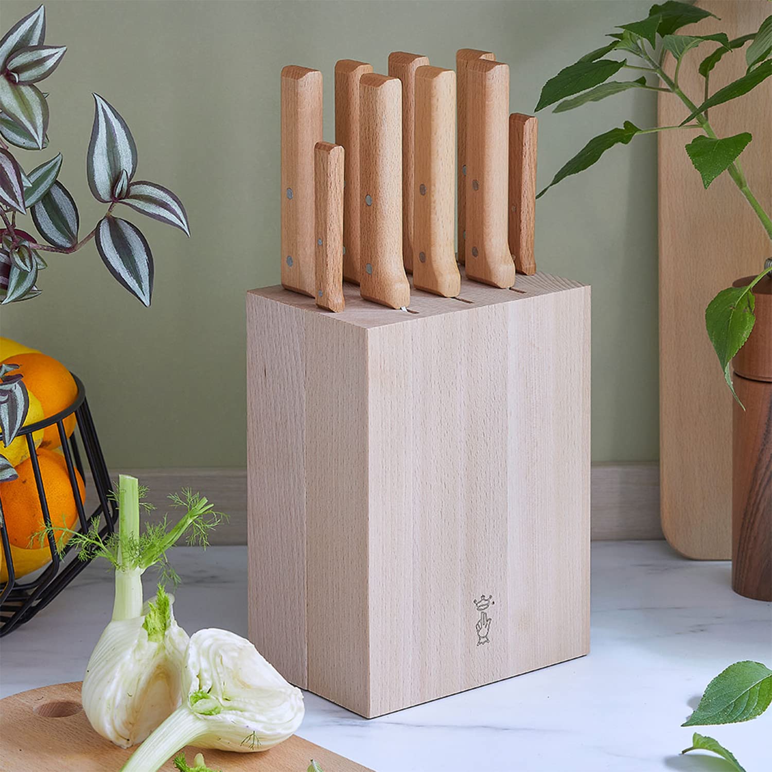 opinel-beech-wood-knife-storage-block-holds-9-knives-elegant-design-safe-storage image 3
