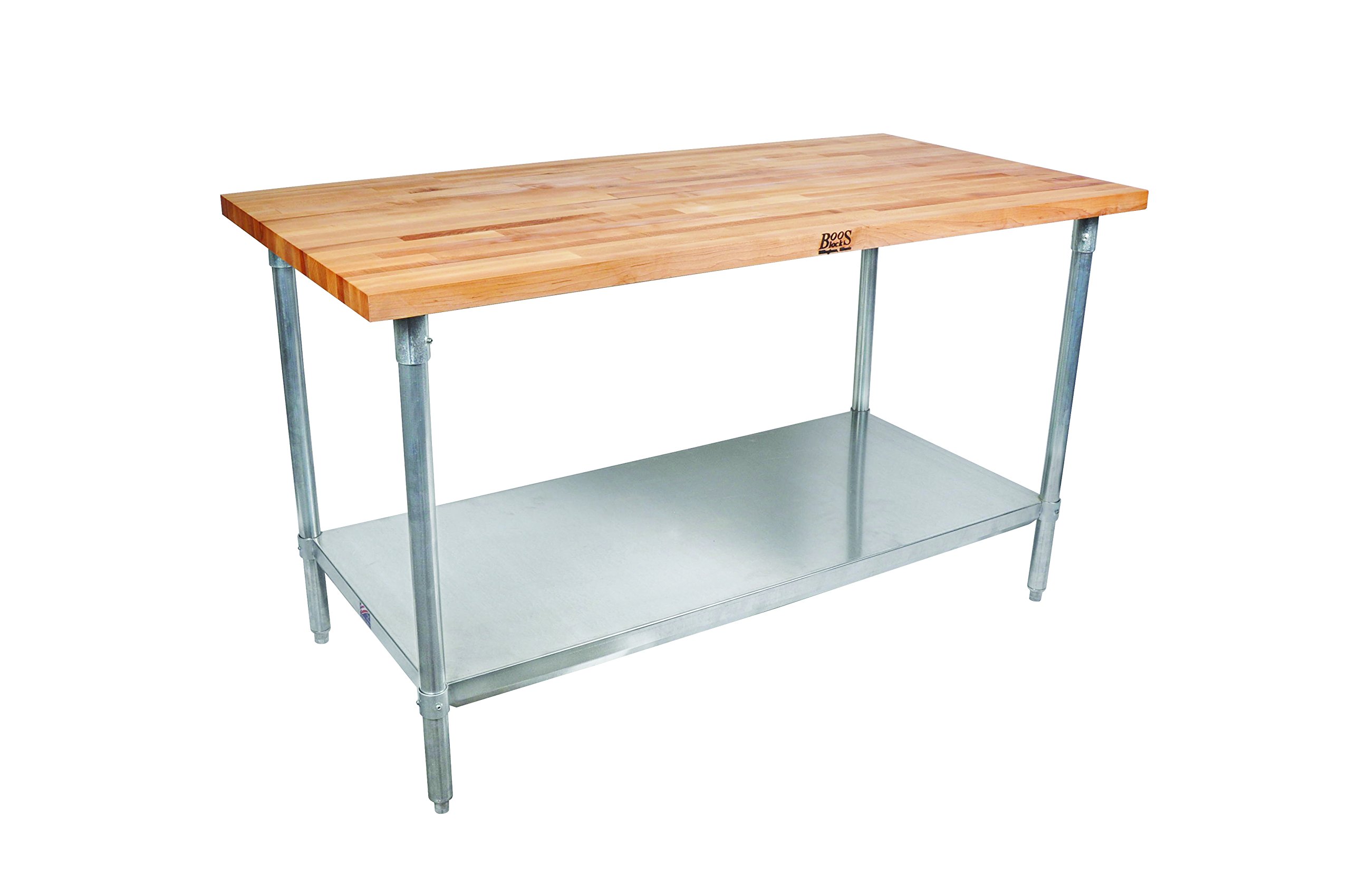 john-boos-jns16-maple-top-work-table-with-galvanized-steel-base-and-adjustable-s image 1