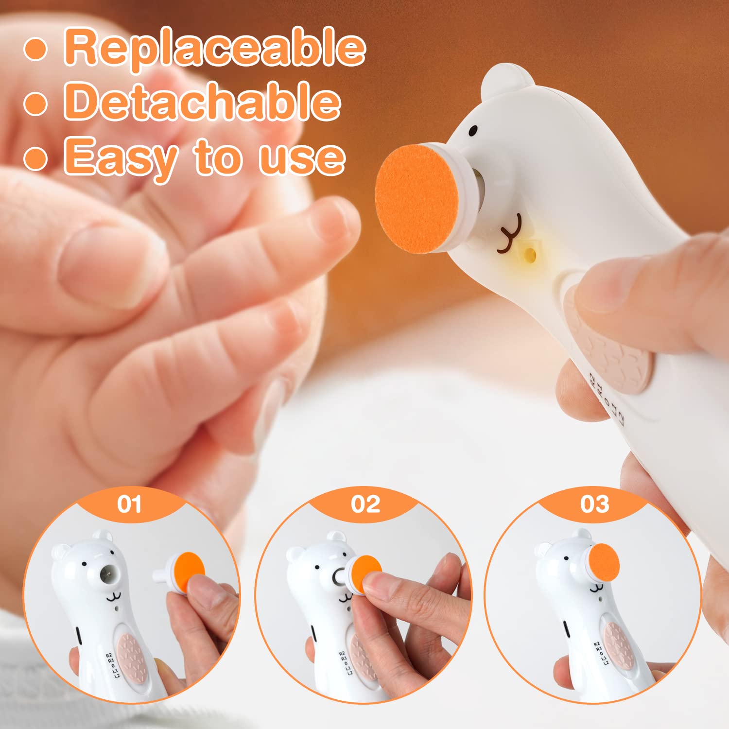 haakaa-electric-nail-trimmer-replacement-pads-4-pack-for-standard-baby-nail-file image 2