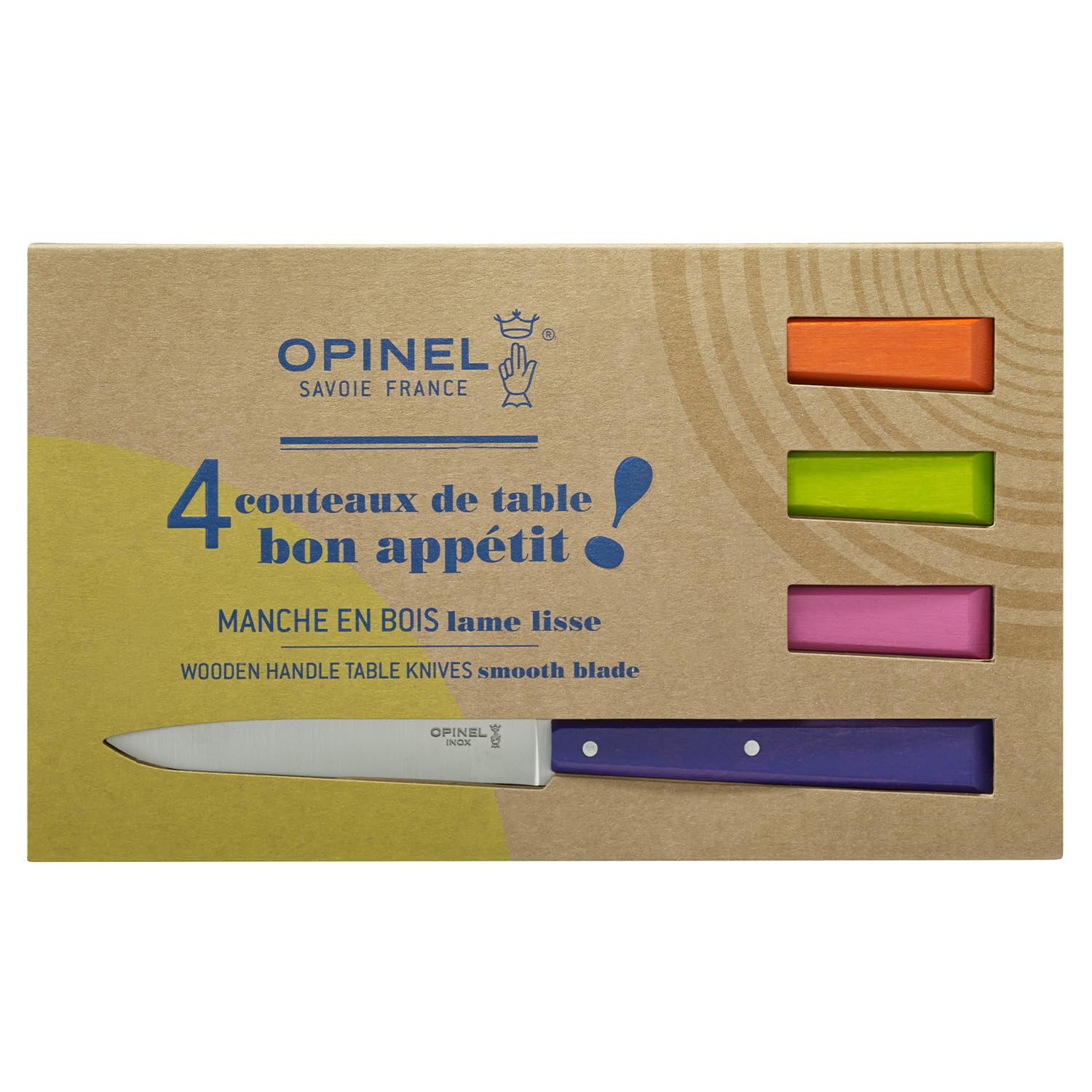 opinel-no-125-bon-appetit-steak-knife-set-of-4-painted-hornbeam image 2