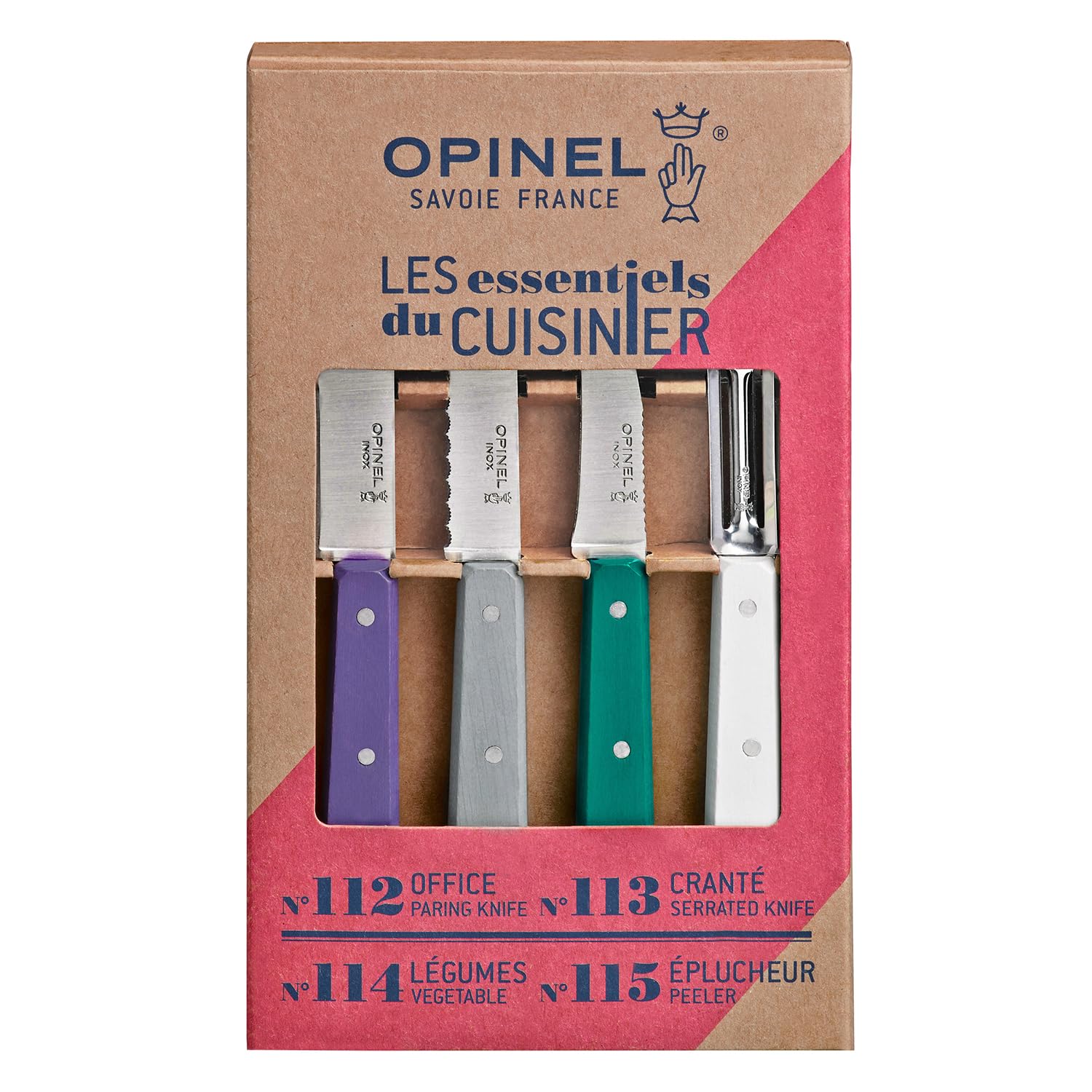 opinel-les-essentials-small-kitchen-4-piece-knife-set-paring-serrated-peeler-bir image 2