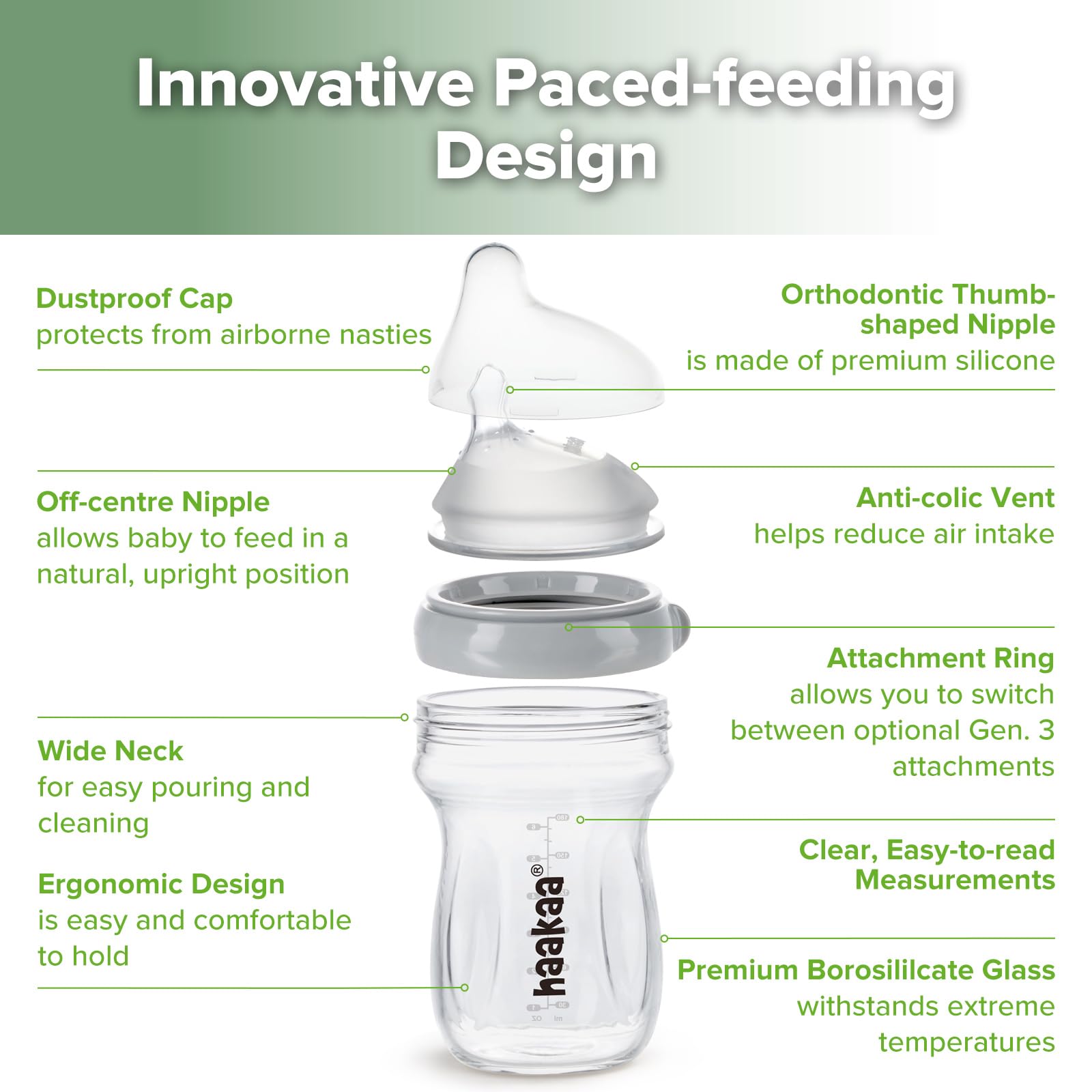haakaa-gen-3-natural-glass-baby-bottle-6-3-oz-wide-neck-anti-colic-bpa-free-6m image 4