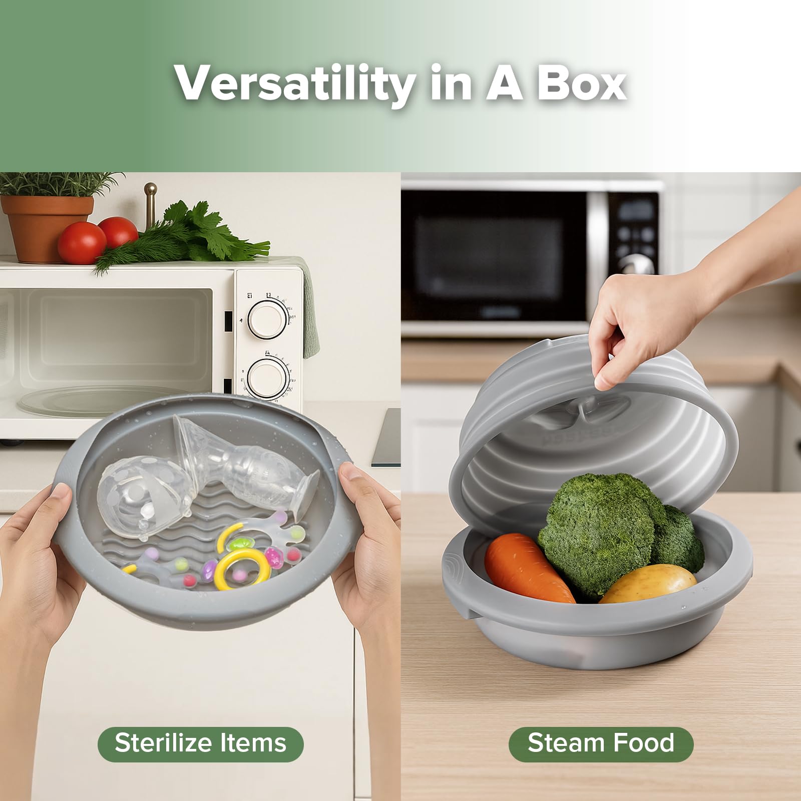 haakaa-multipurpose-silicone-microwave-bottle-sterilizer-steamer-collapsible-foo image 4