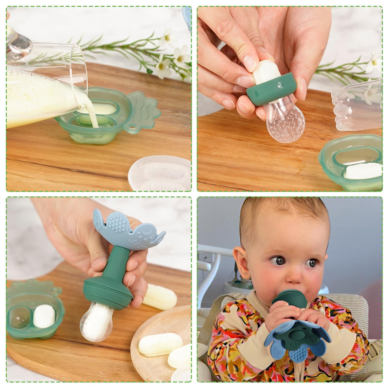 haakaa-flower-baby-fresh-fruit-food-feeder-with-mini-freezer-nibble-tray image 2
