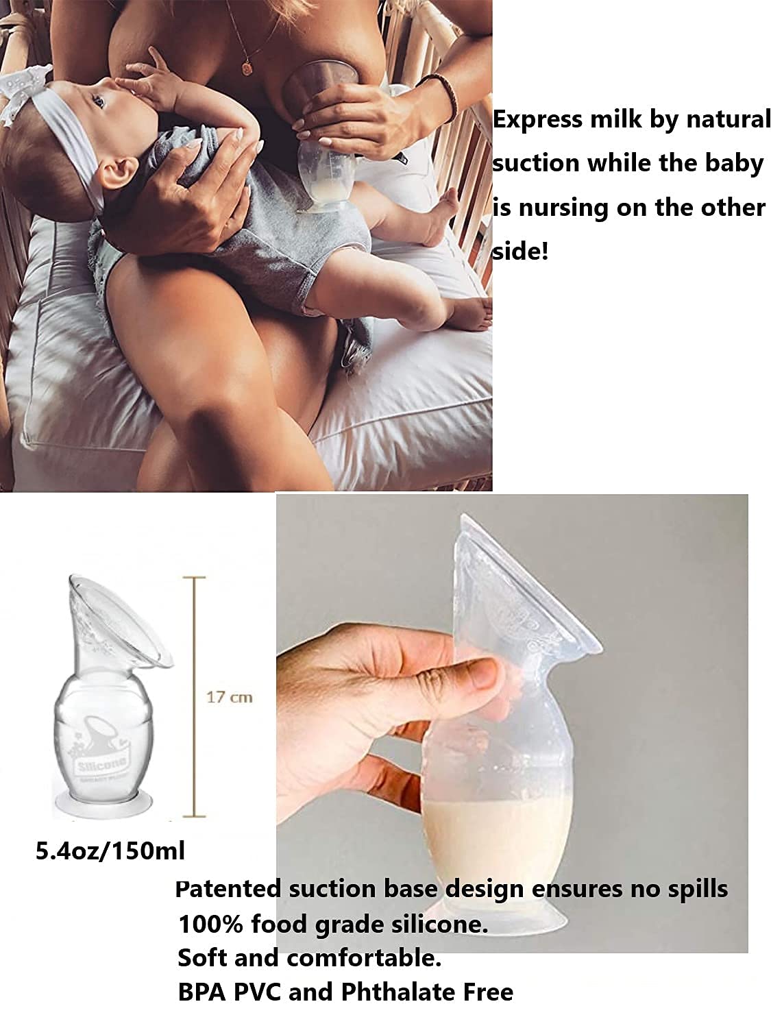 haakaa-silicone-manual-breast-pump-5-4-oz-reusable-breastmilk-storage-bag-9oz-se image 5