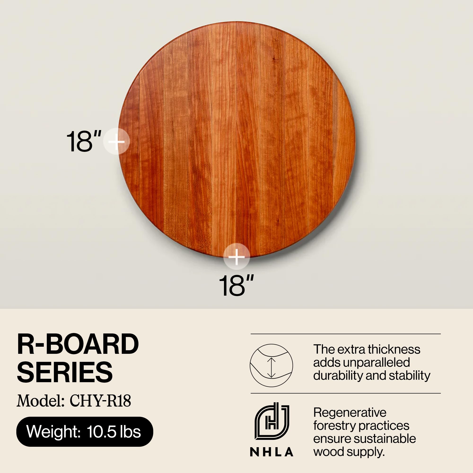 john-boos-r-board-series-round-wooden-cherry-cutting-board-18-x-18-1-5-thick-10- image 2