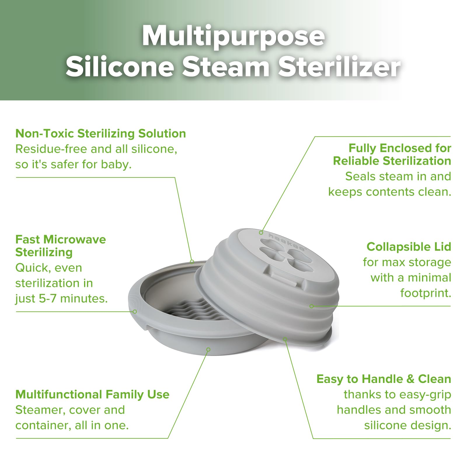 haakaa-multipurpose-silicone-microwave-bottle-sterilizer-steamer-collapsible-foo image 5