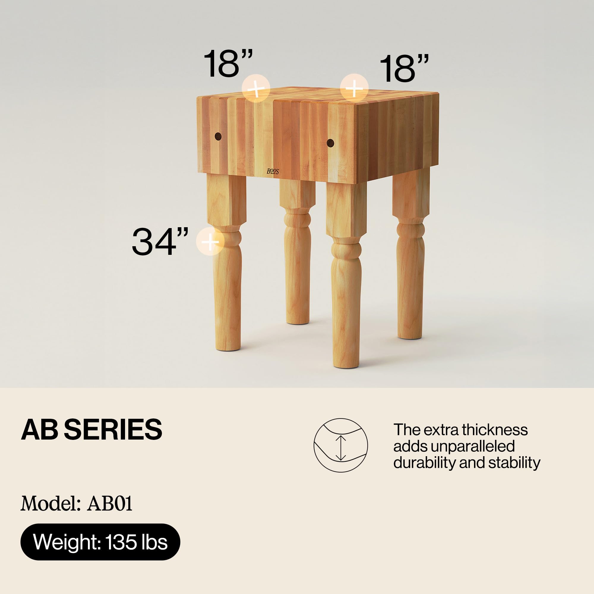 john-boos-ab-series-square-wooden-maple-cutting-board-butcher-block-with-legs-18 image 3