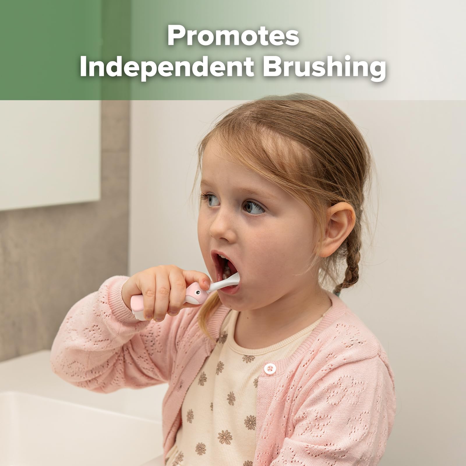 haakaa-dinosaur-toddler-toothbrush-with-soft-bristles-and-non-slip-silicone-hand image 2