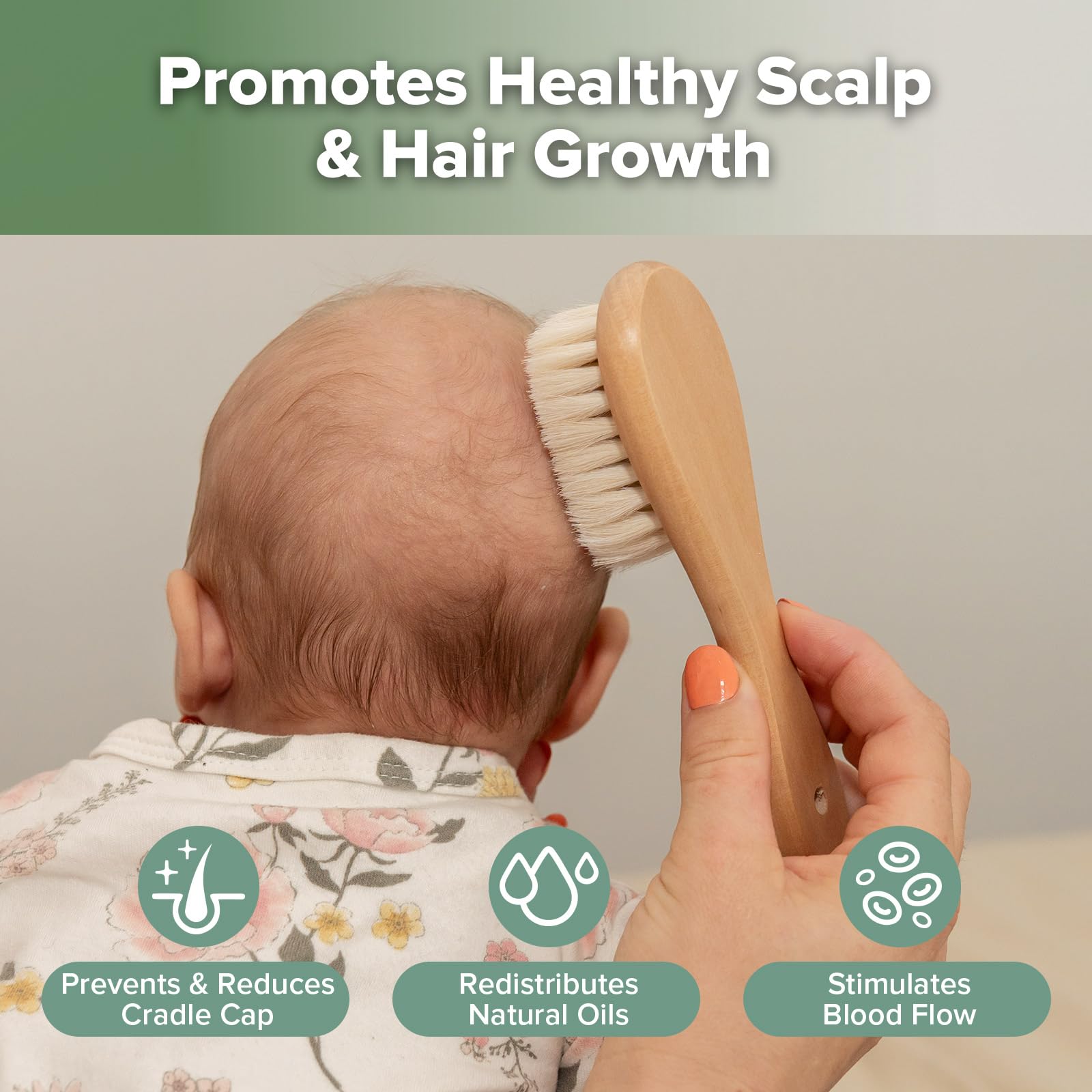 haakaa-wooden-baby-hair-brush-with-soft-wool-bristles-and-carry-pouch image 2