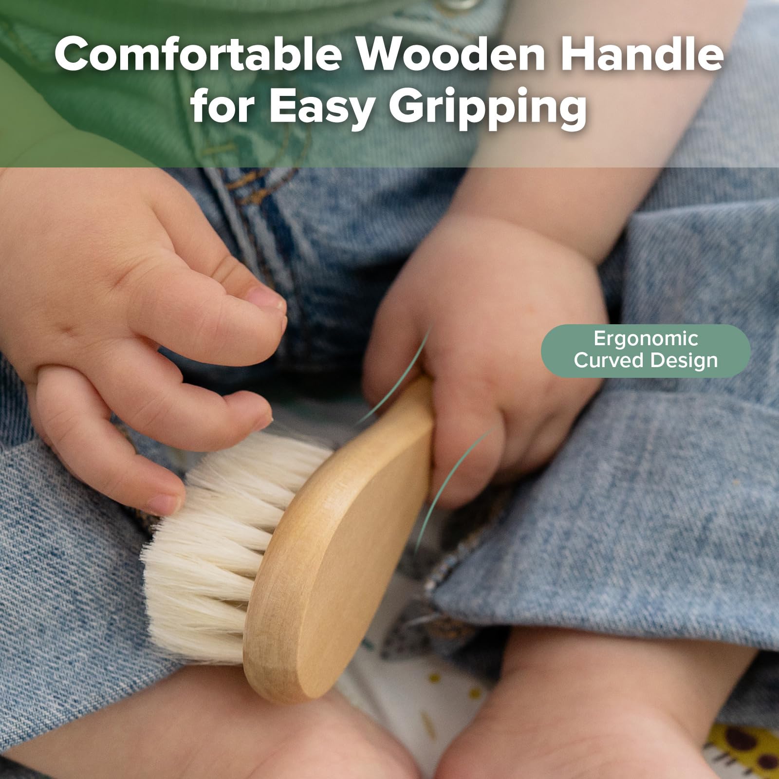 haakaa-wooden-baby-hair-brush-with-soft-wool-bristles-and-carry-pouch image 7