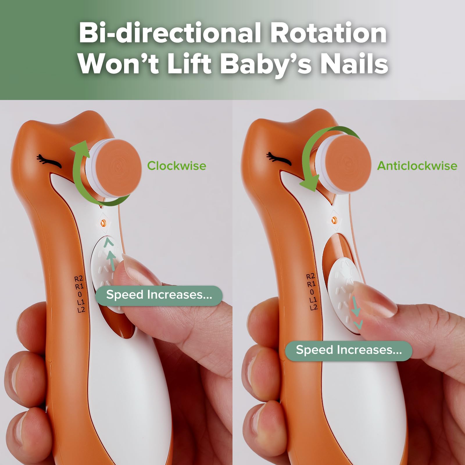 haakaa-clever-fox-baby-nail-trimmer-electric-nail-file-with-6-replacement-heads- image 3